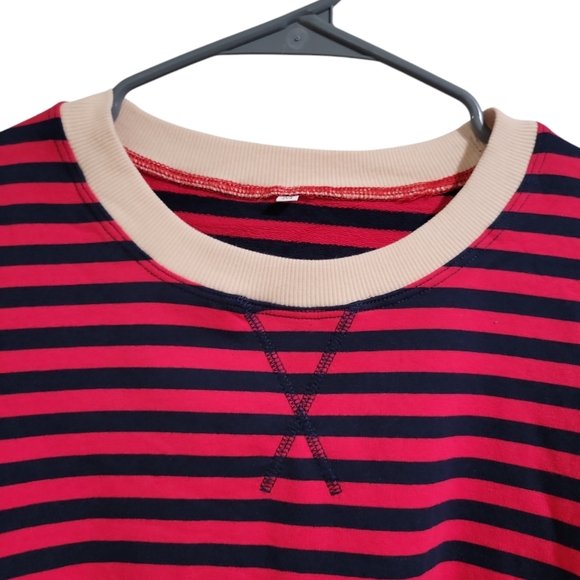 Women's Striped Oversized Crewneck Sweatshirt Size M Amazon Y2K Colorblock NWOT - Picture 8 of 13